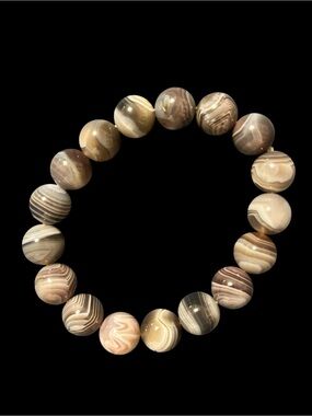 Beautiful Striped Botswana Agate Bracelet -Natural Crystal